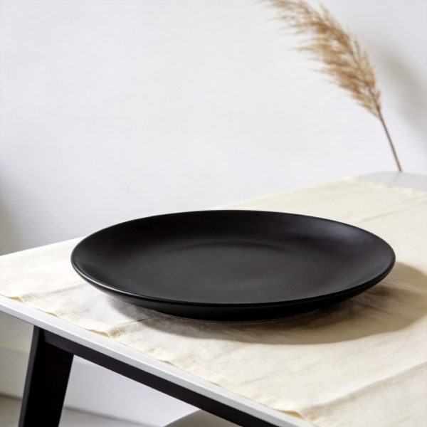 Matte Black Ceramic Dinner Plate