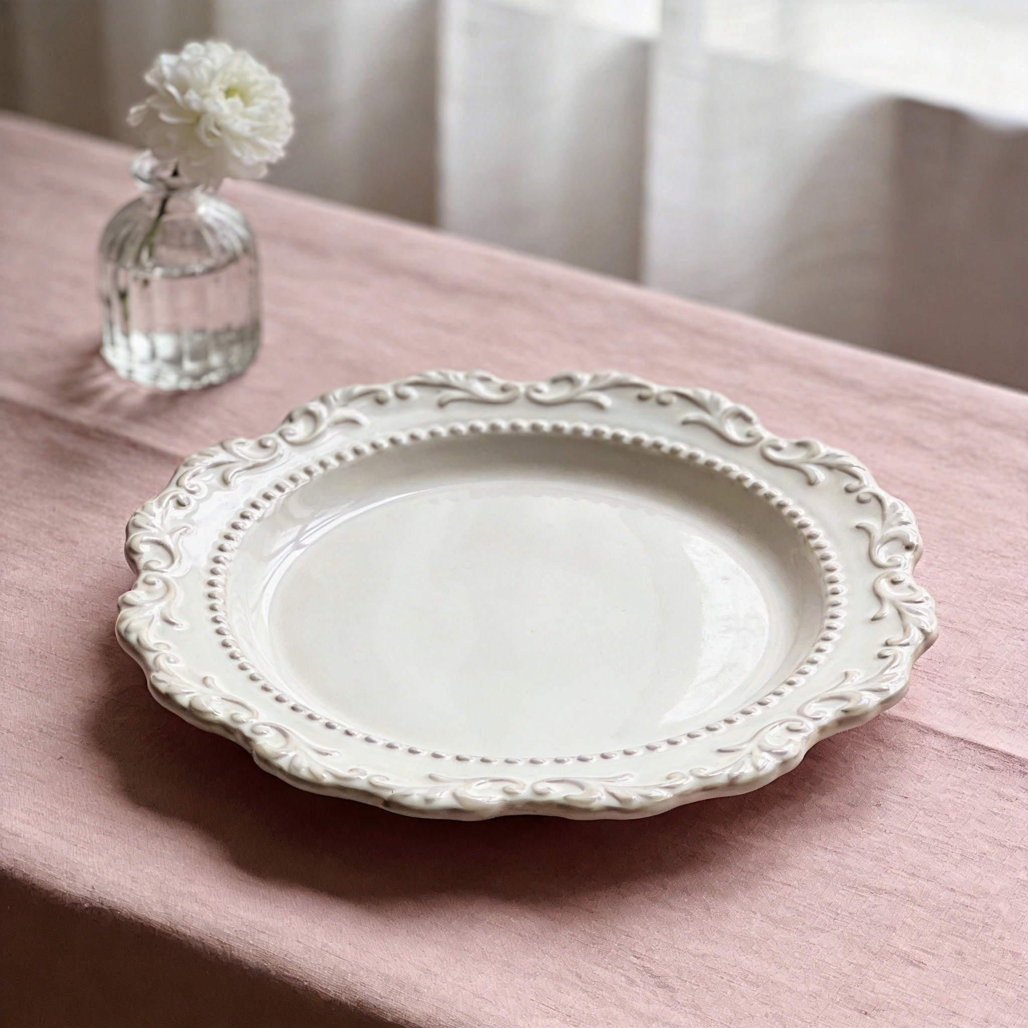 Scalloped Edge Decorative Ceramic Plate