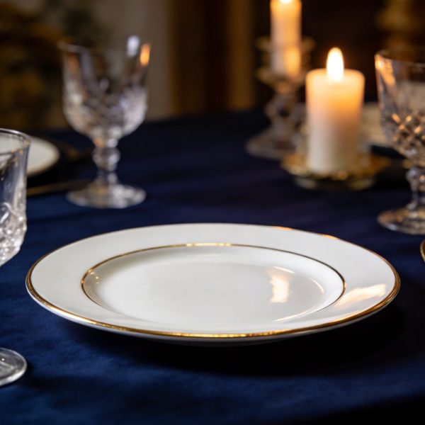 Gold Rimmed White Luxury Dinner Plate